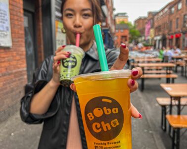 Woman with bubble tea